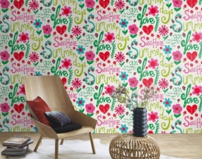 Tapet model floral multicolor pe fundal bej pentru camera copiilor, D503159E 5