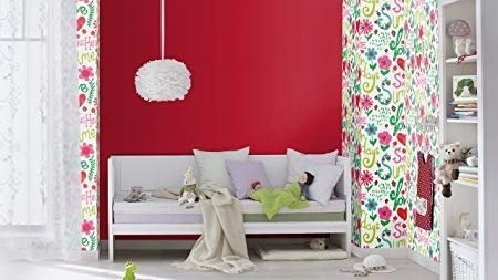 Tapet model floral multicolor pe fundal bej pentru camera copiilor, D503159E 2