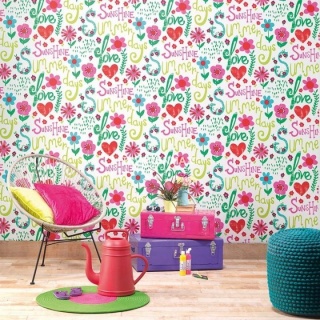 Tapet model floral multicolor pe fundal bej pentru camera copiilor, D503159E 4