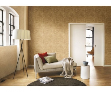 Tapet cu aspect de piatra decorativa in nuante de crem si maro, D445770E 3