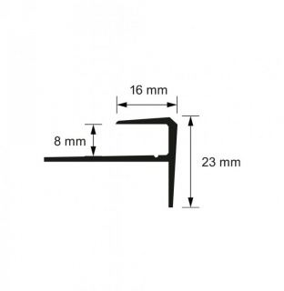 Profil aluminiu pentru treapta cu surub, Argintiu, A60, 40x22mm, 0.9 m 2