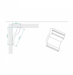 Profil tavan (cornisa), Arstyl Z9, 75x35x2000mm 2