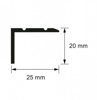 Profil aluminiu pentru treapta, autoadeziv,S45, Argintiu, 20x25mm, 3 m 2