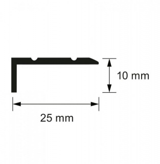 Profil aluminiu pentru treapta cu surub,S46, Argintiu, 10x25mm, 1 m 2
