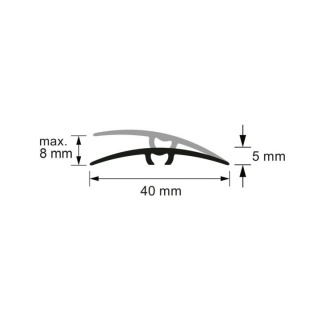 Profil trecere din aluminiu, cu surub mascat, Argintiu, S64, 2.7 m 2