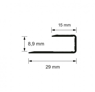 Profil aluminiu terminatie parchet,S63, Argintiu, 8.9x29mm, 2.7 m 2
