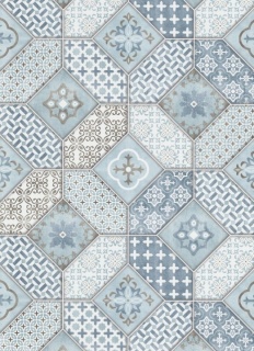 Tapet Komar, Imitations 2, model geometric, lavabil, nuanțe de albastru, cod 6315-08,  0.53m x 10m, 50 mp/rola 5