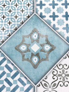 Tapet Komar, Imitations 2, model geometric, lavabil, nuanțe de albastru, cod 6315-08,  0.53m x 10m, 50 mp/rola 4