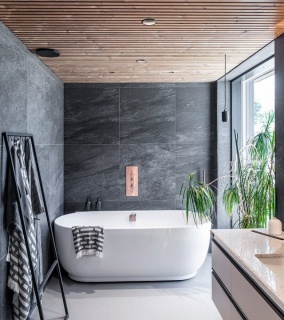 Lambriu tip Riflaj Decorativ, pin nordic Thermo Triple Shadow, Lunawood, 32 X 140 X 3000 - 5100 mm, cod 55986 5