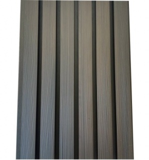 Lambriu WPC (compozit lemn cu plastic), coextrudat, pentru fațadă ventilată, model tip riflaj, maro &icirc;nchis, Baumann, C-GJ170K26 2