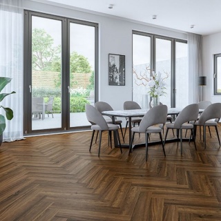 Pardoseala SPC, Compozit Vinil cu Piatra (parchet pietrificat), Walnut Brighton, Herringbone, 625x125x5.5/0.5mm, WINHER-1183/0 4