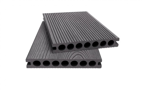 Placă Deck 3D Gri din WPC 145x24mm, L 3800mm, Structura cu Gol Rotund pentru Rezistenta Sporita, 60-401 2