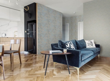 Tapet gri albastrui cu insertii de bej si auriu, Delen, cod 24613 2