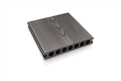 Placă Deck 3D Gri din WPC 145x24mm, L 3800mm, Structura cu Gol Rotund pentru Rezistenta Sporita, 60-401 1