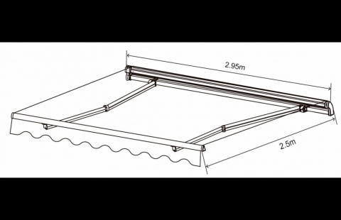 Marchiză/Copertină retractabilă PREMIUM, manuală cu braț articulat 3x2,5 m poliester dungi, aluminiu 6