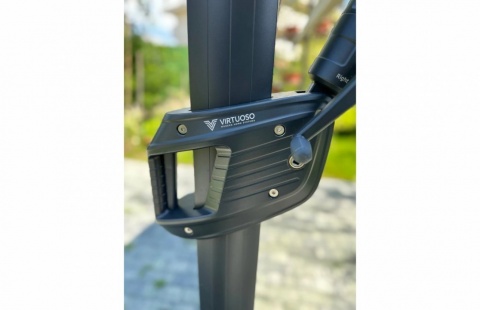 Umbrela de soare 3x3m pentru terasa si gradina, aluminiu, pliabila, culoare gri antracit, include suport de plastic 6