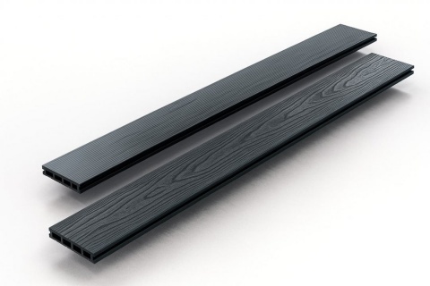 Placa deck terasa WPC 3D, tip pardoseala/dusumea WPC, 145&times;25 mm, gri antracit lemn, 60-101 4
