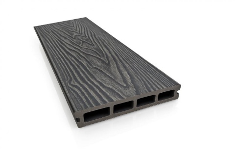 Placa deck terasa WPC 3D, tip pardoseala/dusumea WPC, 145&times;25 mm, gri antracit lemn, 60-101 1