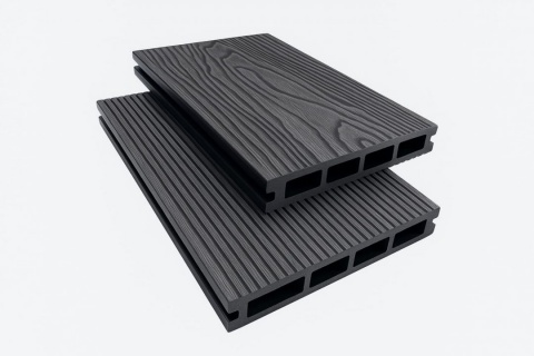 Placa deck terasa WPC 3D, tip pardoseala/dusumea WPC, 145&times;25 mm, gri antracit lemn, 60-101 5