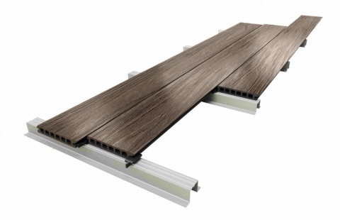 Placa deck terasa WPC PREMIUM, tip pardoseala/dusumea WPC, placa co extrudata, 145x22mm, maro lemn, model No Gap 4