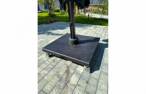 Umbrela de soare 3x3m pentru terasa si gradina, aluminiu, pliabila, culoare gri antracit, include suport de granit 7
