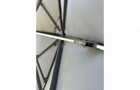 Umbrela de soare 3x3m pentru terasa si gradina, aluminiu, pliabila, culoare gri antracit, include suport de granit 13