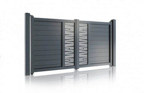 Poarta auto metalica din aluminiu, gri antracit, model Poseidon 1