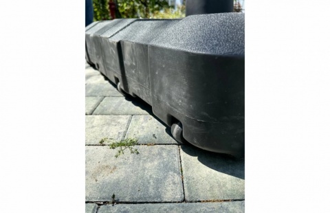 Umbrela de soare, cu iluminare LED 3x3m pentru terasa si gradina, aluminiu, pliabila, culoare gri antracit, cu suport de plasti 4
