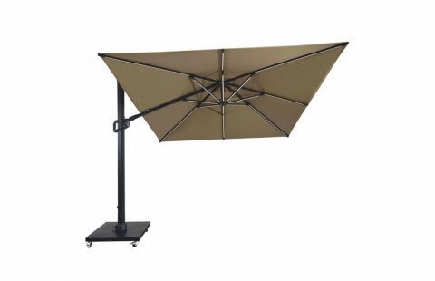 Umbrela de soare 3x3m pentru terasa si gradina, aluminiu, pliabila, culoare kaki, include suport de granit 3