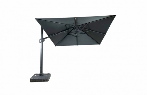 Umbrela de soare, cu iluminare LED 3x3m pentru terasa si gradina, aluminiu, pliabila, culoare gri antracit, cu suport de plasti 2