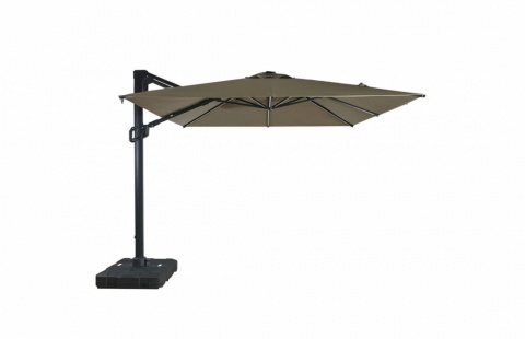 Umbrela de soare, cu iluminare LED 3x3m pentru terasa si gradina, aluminiu, pliabila, culoare kaki, suport de plastic 2