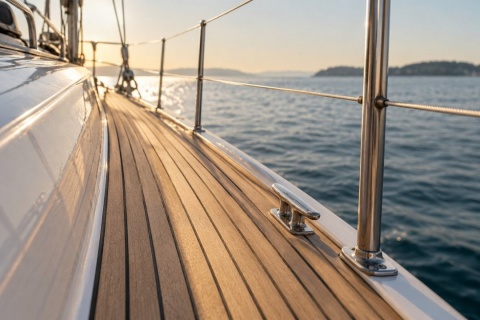 Lamelă deck nautic din tec cu debitare radială, 8&times;50&times;2600 mm 2