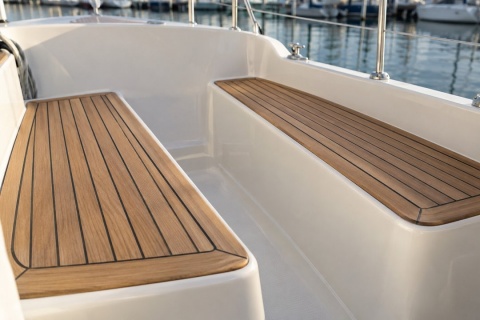 Lamelă deck nautic din tec cu debitare radială, 8&times;41&times;1900 mm 2
