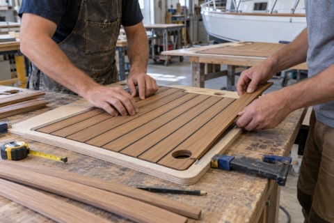 Lamelă deck nautic din tec cu debitare radială, 10&times;50&times;2100 mm 2
