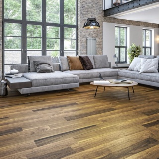 Parchet stratificat nuc american Socotra, Heritage LOUNGE, montaj clasic, periat și lacuit, 400-1200x150x14/3 mm, HERDRE-SOC010 2