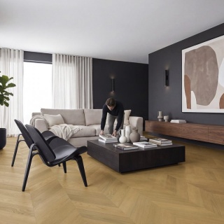 Parchet stratificat stejar Kronplatz, Heritage Alpine, chevron 45&deg;, periat și lacuit, 600x120x14/3 mm, HERALP-KRN010 2