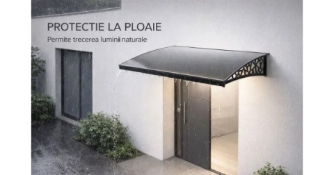 Copertină premium din aluminiu 1050 &times; 1350 mm, policarbonat fumuriu, 23-701 3