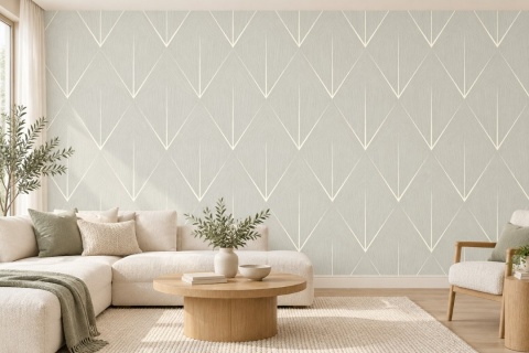 Tapet geometric crem-verde Sirpi Altagamma Living, cod 25330 2