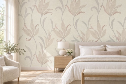 Tapet floral crem-roz Rasch Selection, cod 611830 2