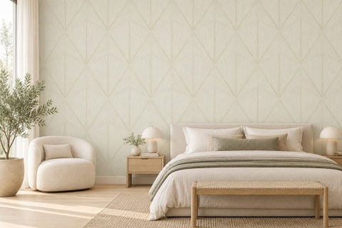 Tapet geometric crem-verde Sirpi Altagamma Living, cod 25331 2