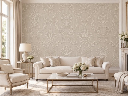 Tapet damasc crem-bej Zambaiti Satin Flowers, cod Z66837 2