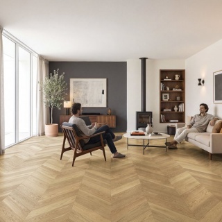 Parchet stratificat stejar Cermis Heritage Alpine Chevron 45&deg;, AB, periat și lăcuit, 685 &times; 125 &times; 14/3 mm, HERALP-CER030 1